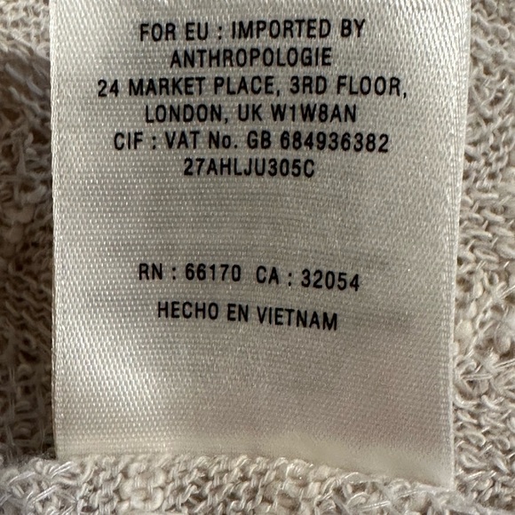 Anthropologie Tan Beige Sweater Knit Sleeve & Back Flowy Tee Shirt Women’s Small - Picture 10 of 11